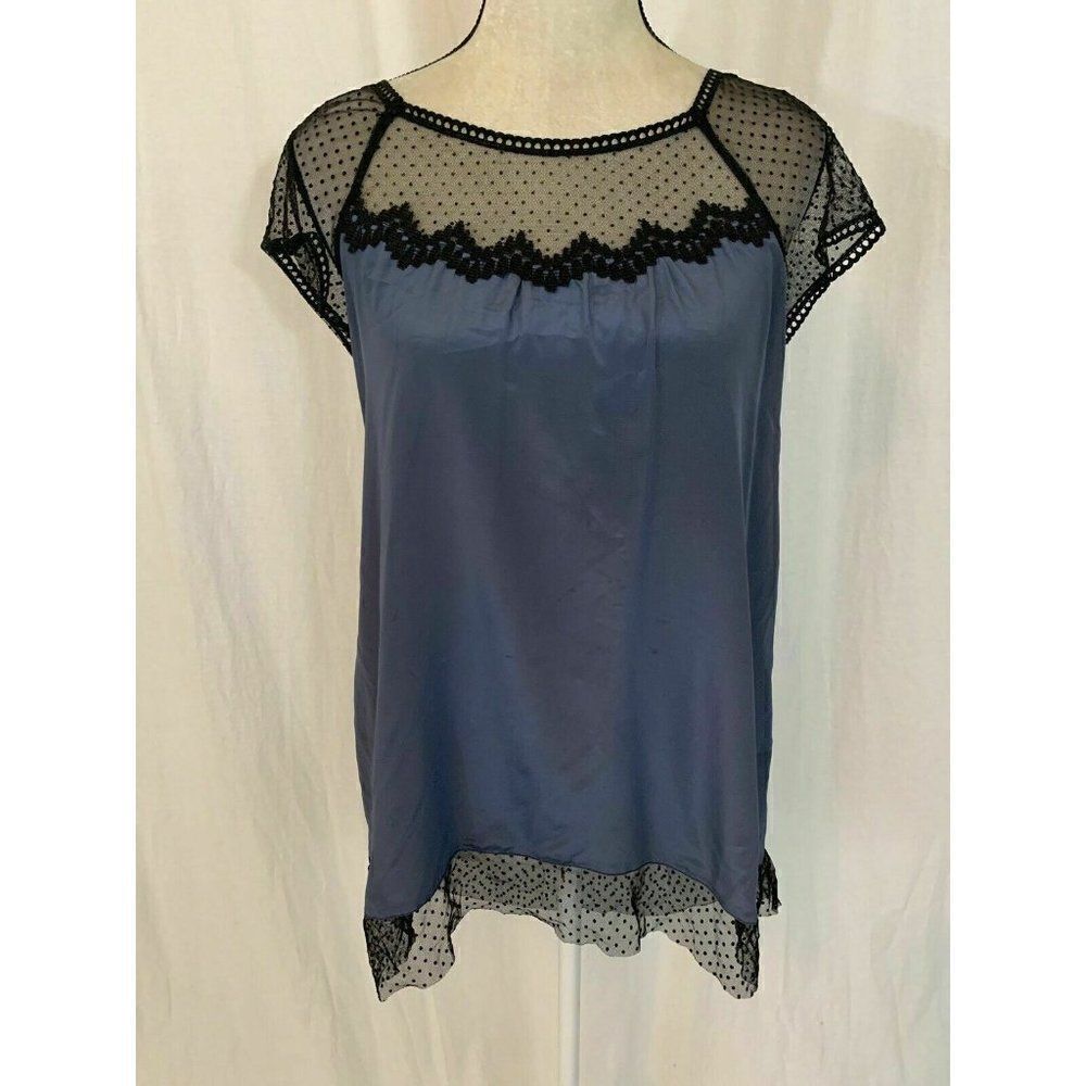 diane samandi Silk Lace Short Sleeve top